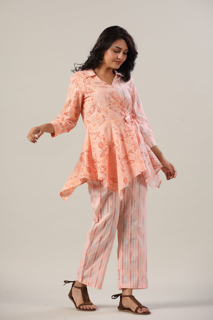 Peach Zig-Zag on Cotton Co-ord Set