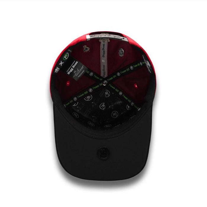 Interior of PERICO RED cap featuring BIGG BOSS branded lining