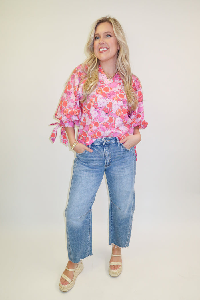 Petal to the Metal Floral Blouse - The Pink Tulip Clothing
