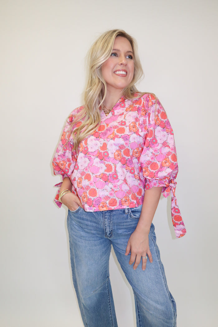 Petal to the Metal Floral Blouse - The Pink Tulip Clothing