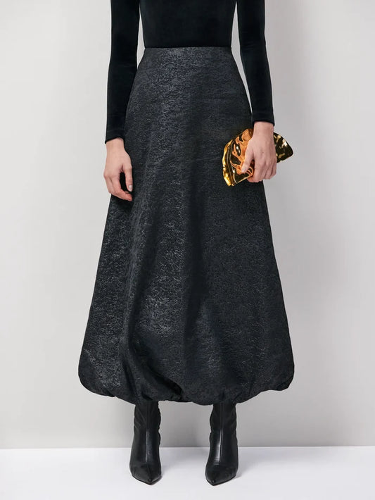 Petite Black Jacquard Puffball Skirt