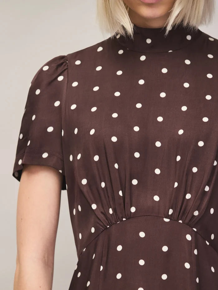 Chocolate polka dot midi dress