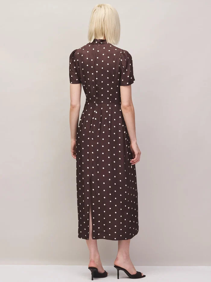 Chocolate polka dot midi dress