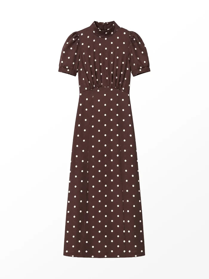 Chocolate polka dot midi dress