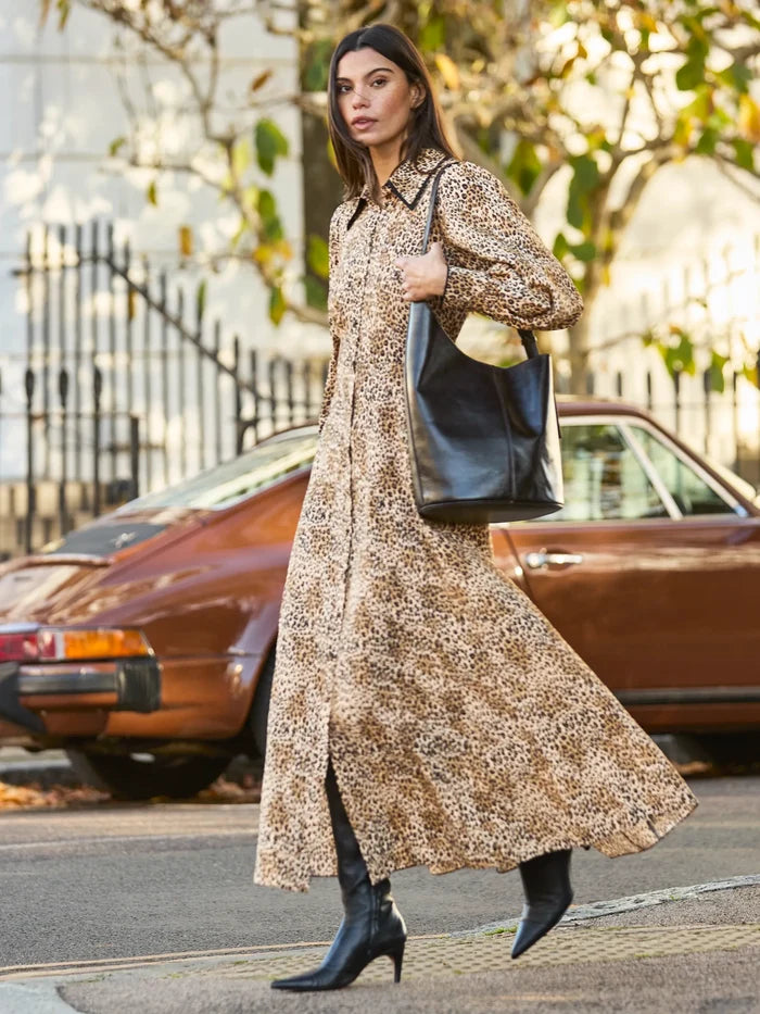Petite Leopard-Print Shirt Dress