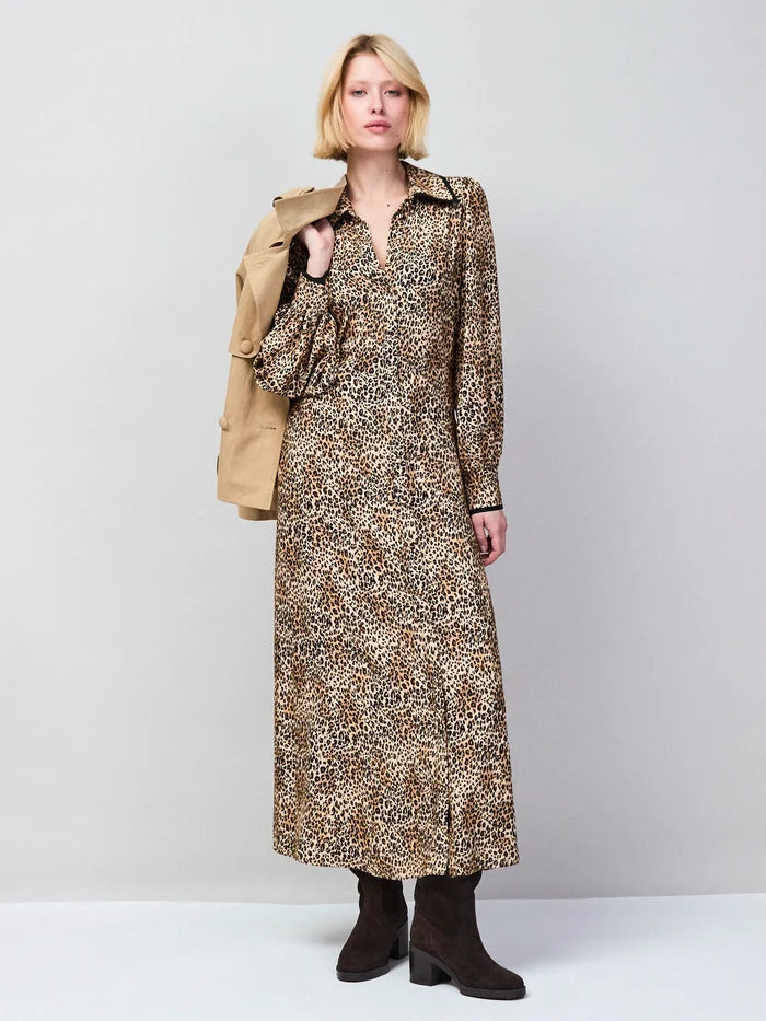 Petite Leopard-Print Shirt Dress