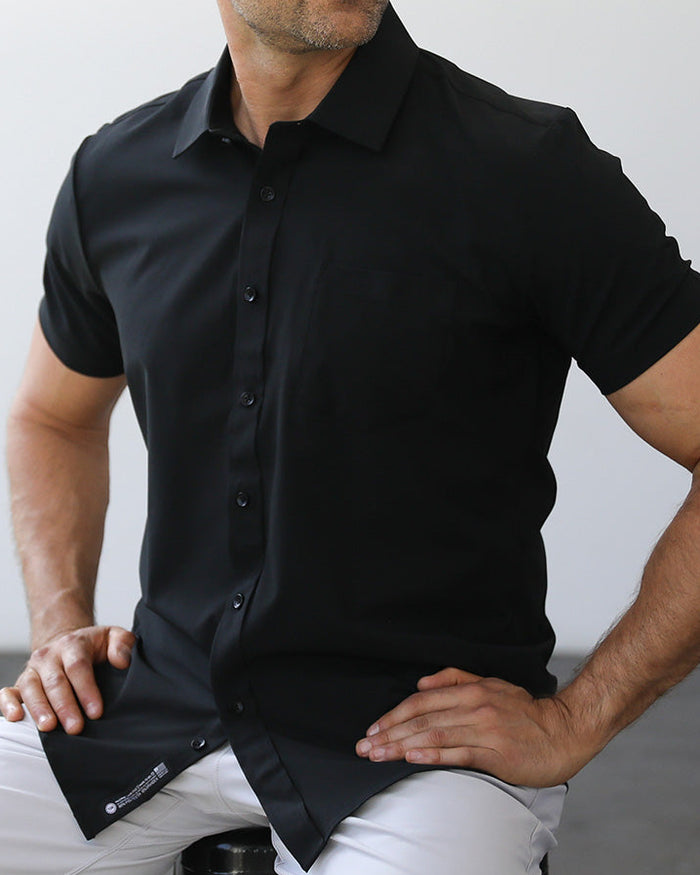 Phenom Classic Black Short Sleeve Dress Shirt
