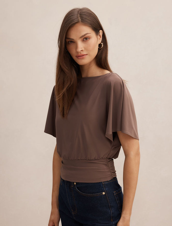 Piper Cinched Flutter Sleeve Top Forever New