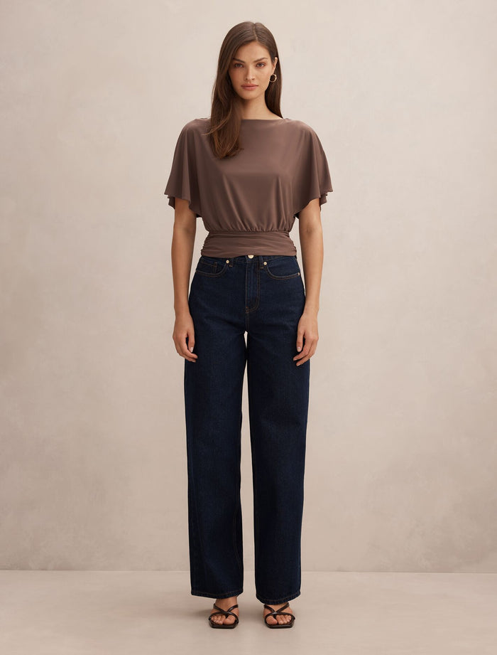 Piper Cinched Flutter Sleeve Top Forever New
