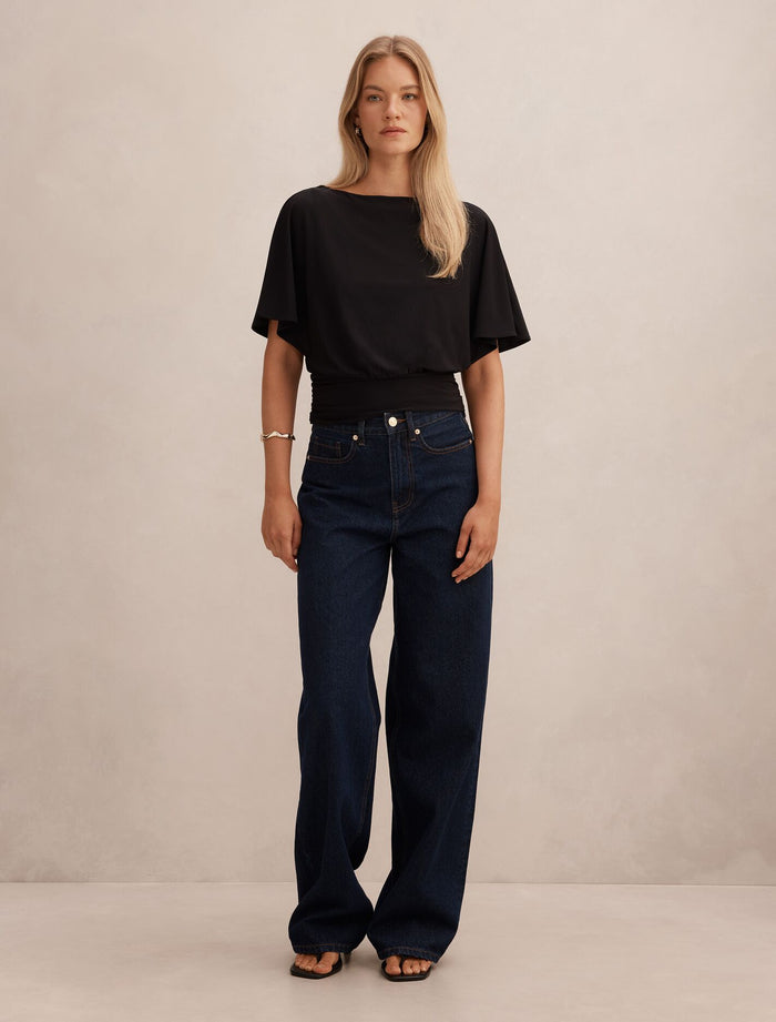 Piper Cinched Flutter Sleeve Top Forever New