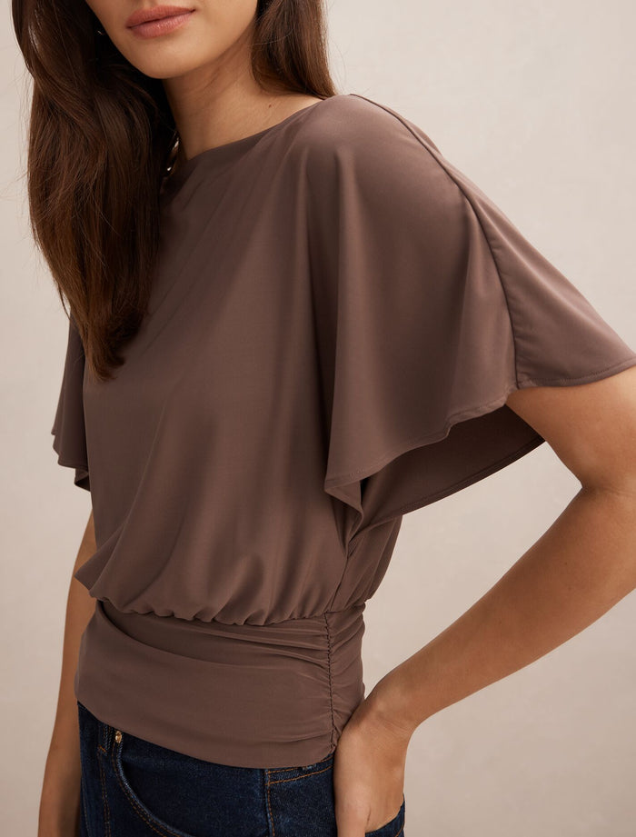 Piper Cinched Flutter Sleeve Top Forever New