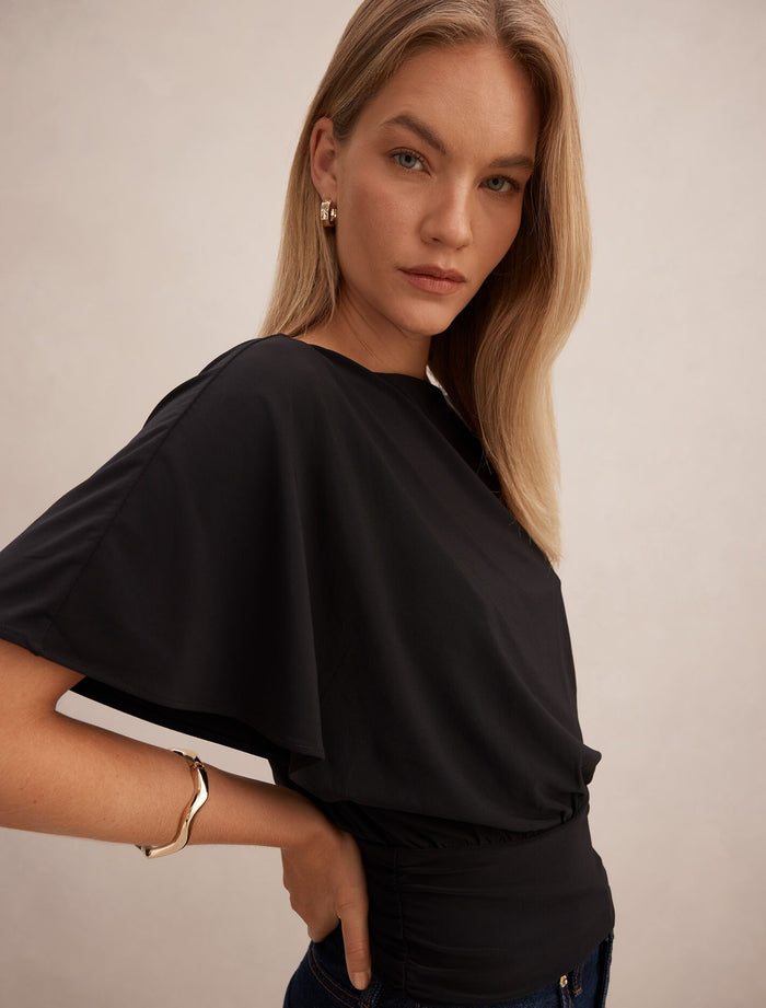Piper Cinched Flutter Sleeve Top Forever New