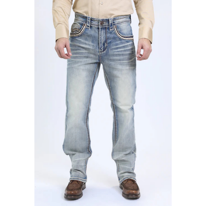 Platini Holt Men's Light Blue Slim Boot Cut Jeans