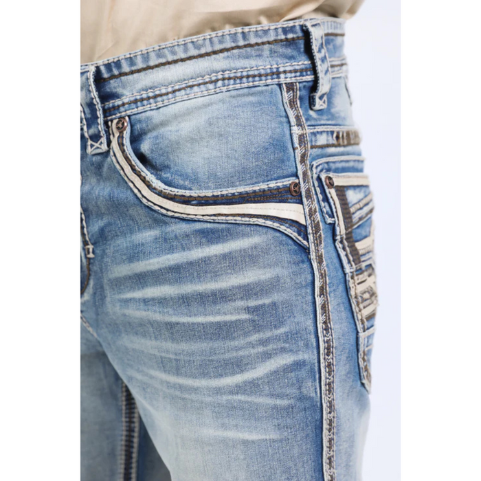 Platini Holt Men's Light Blue Slim Boot Cut Jeans