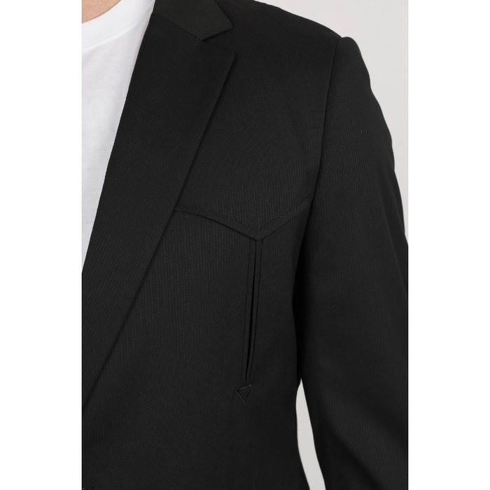 Platini Men's Black Western Sport Coat w/ Elbow Patch - Black