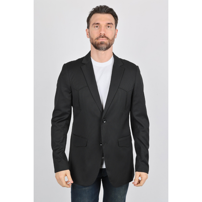 Platini Men's Black Western Sport Coat w/ Elbow Patch - Black