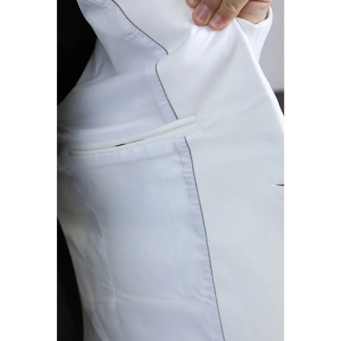 Platini Men's Double Button Faux Suede Blazer - White