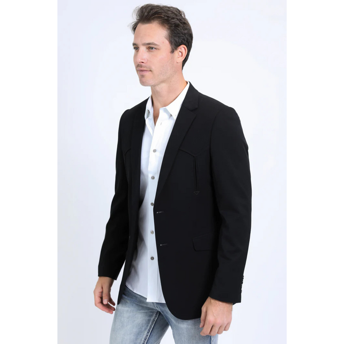 Platini Men's Double Button Western Blazer - Black