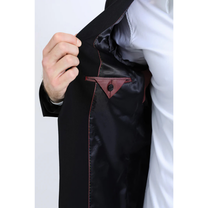 Platini Men's Double Button Western Blazer - Black
