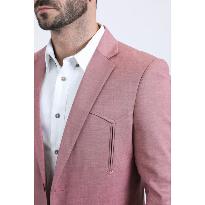 Platini Men's Double Button Western Blazer - Salmon