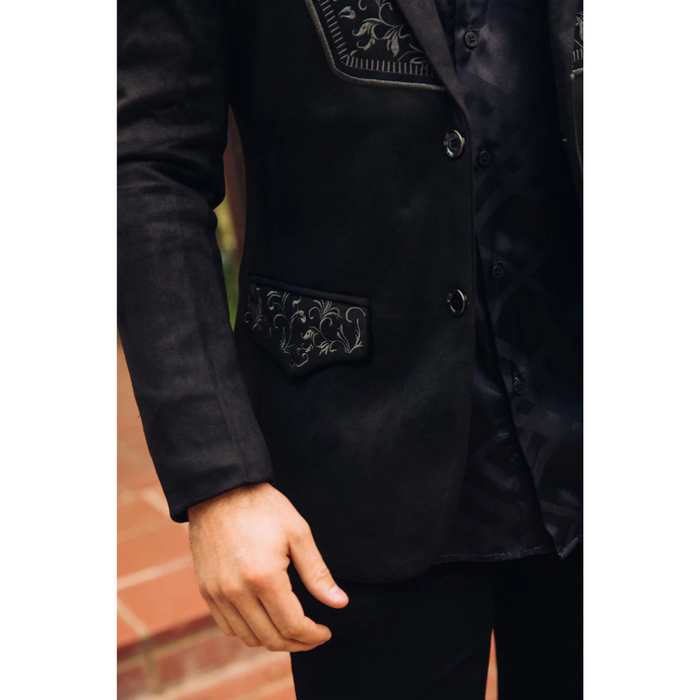 Platini Men's Embroidered Suede Blazer