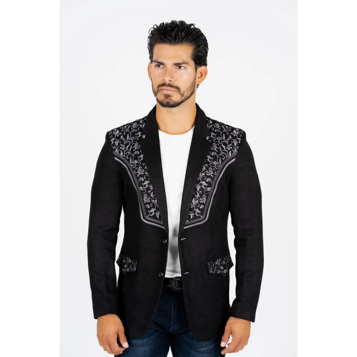 Platini Men's Embroidered Suede Blazer