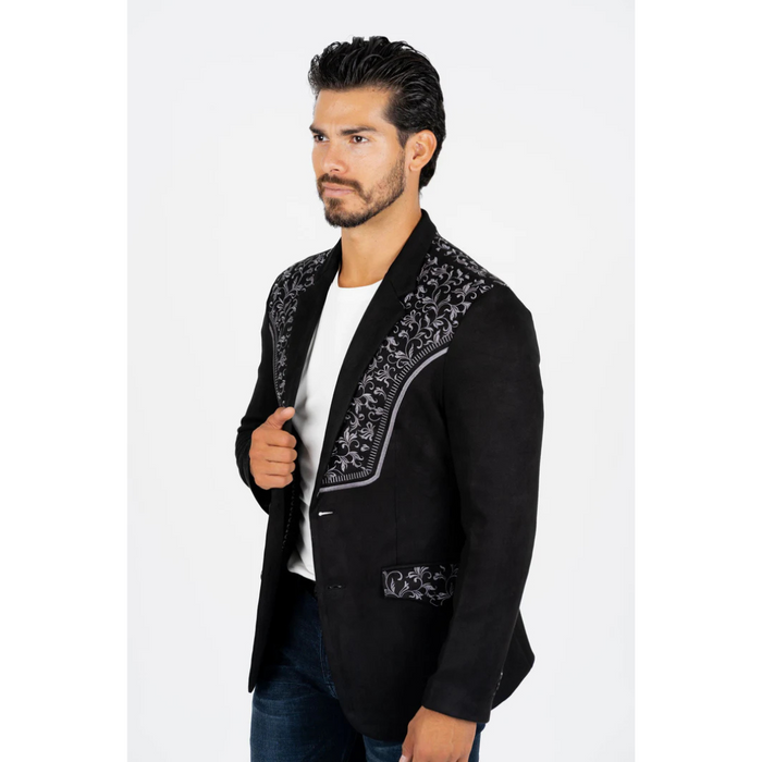 Platini Men's Embroidered Suede Blazer