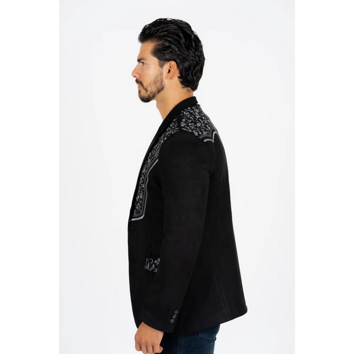 Platini Men's Embroidered Suede Blazer