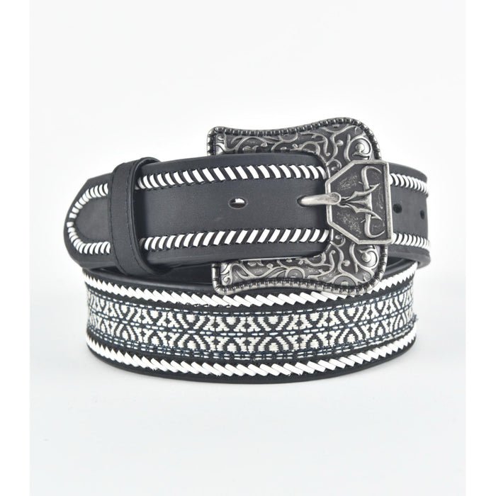 Platini Men's Leather Hand Stitched Belt- Black
