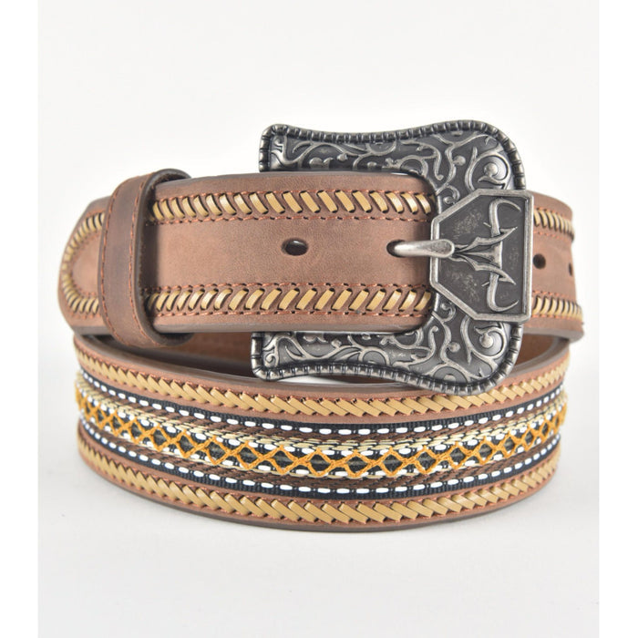 Platini Men's Leather Hand Stitched Belt- Brown