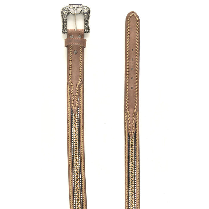 Platini Men's Leather Hand Stitched Belt- Brown
