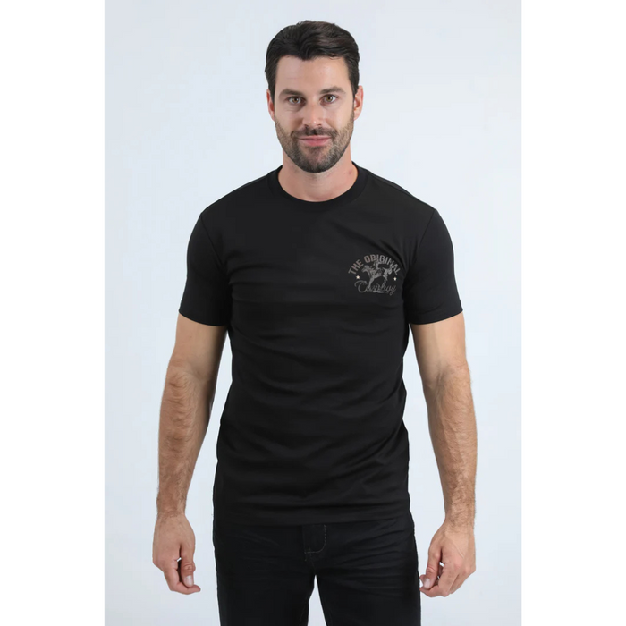 Platini Men’s Modern Fit Cotton Stretch T-Shirt - Black