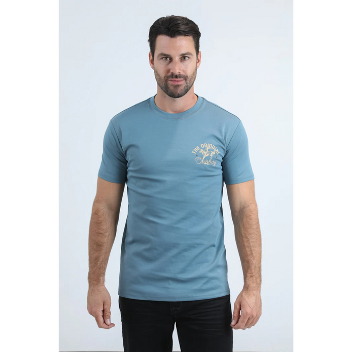 Platini Men’s Modern Fit Cotton Stretch T-Shirt - Blue