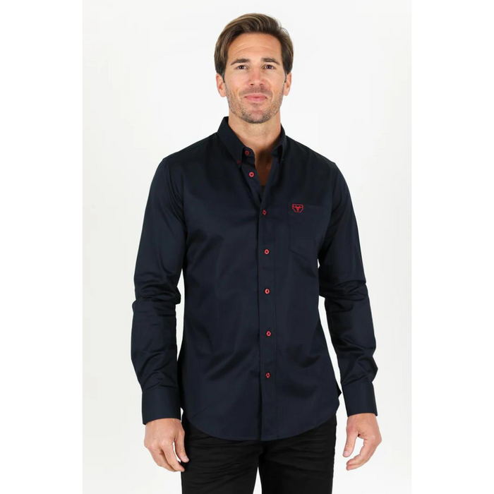 Platini Men's Modern Fit Navy Dress Shirt