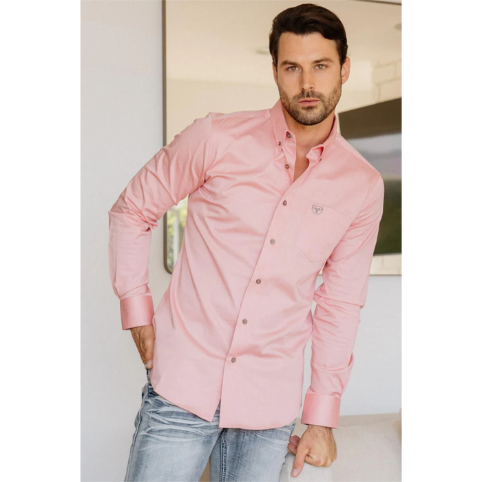Platini Men's Modern Fit Pink Dress Shirt