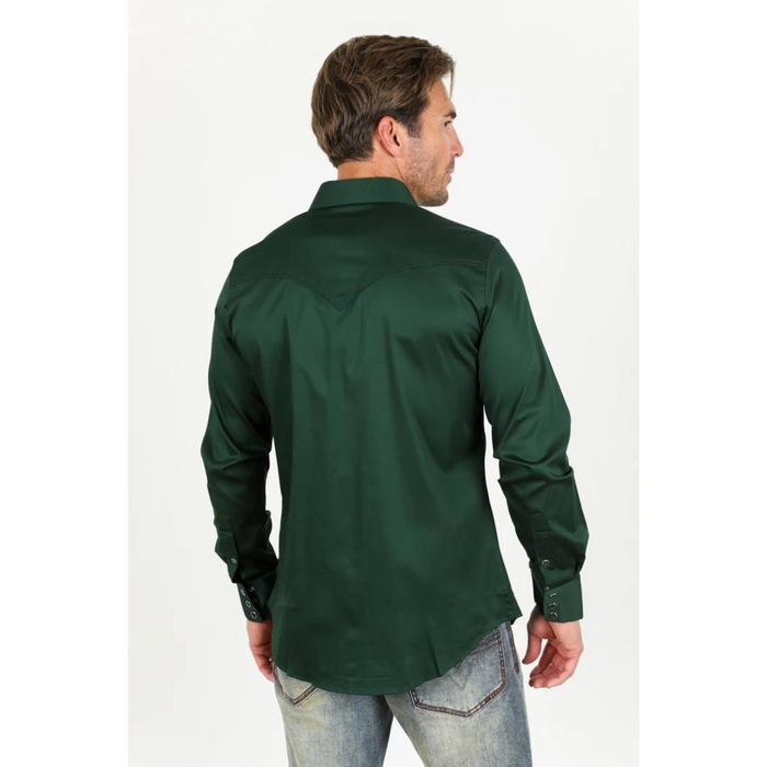 Platini Men's Modern Fit Snap Green Dress Shirt