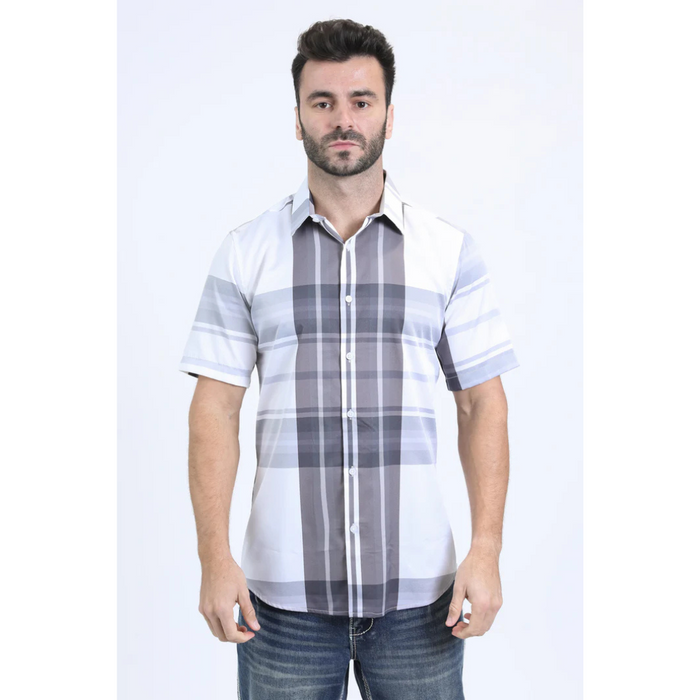 Platini Men’s Plaid Short Shirt - White