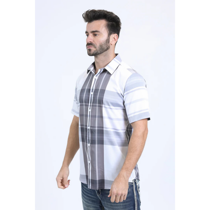 Platini Men’s Plaid Short Shirt - White