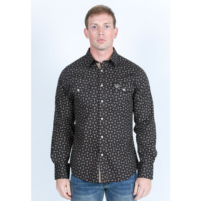 Platini Men's Western Modern Fit Shirt- Black