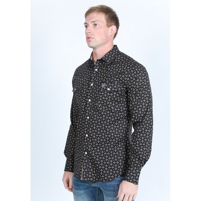 Platini Men's Western Modern Fit Shirt- Black