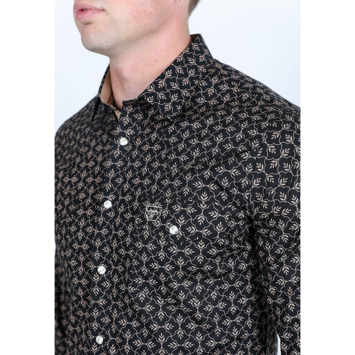 Platini Men's Western Modern Fit Shirt- Black
