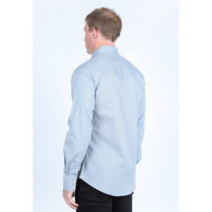 Platini Men's Western Modern Fit Shirt- Lt. Blue