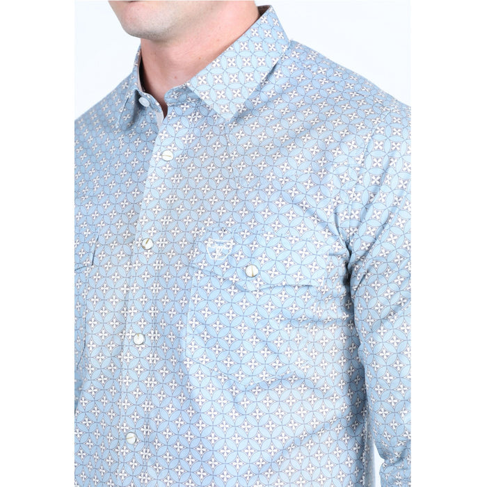 Platini Men's Western Modern Fit Shirt- Lt. Blue