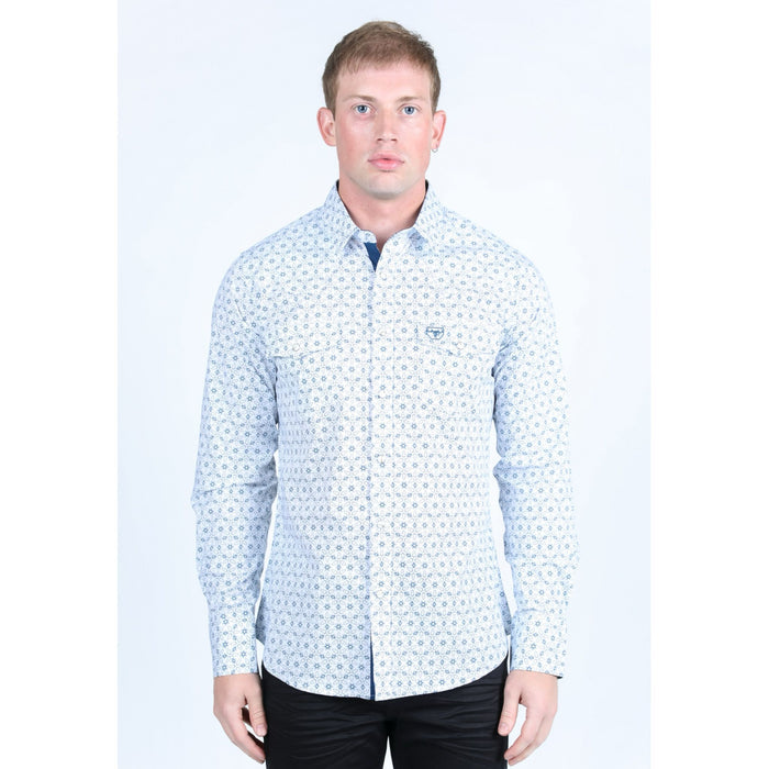 Platini Men's Western Modern Fit Shirt- White