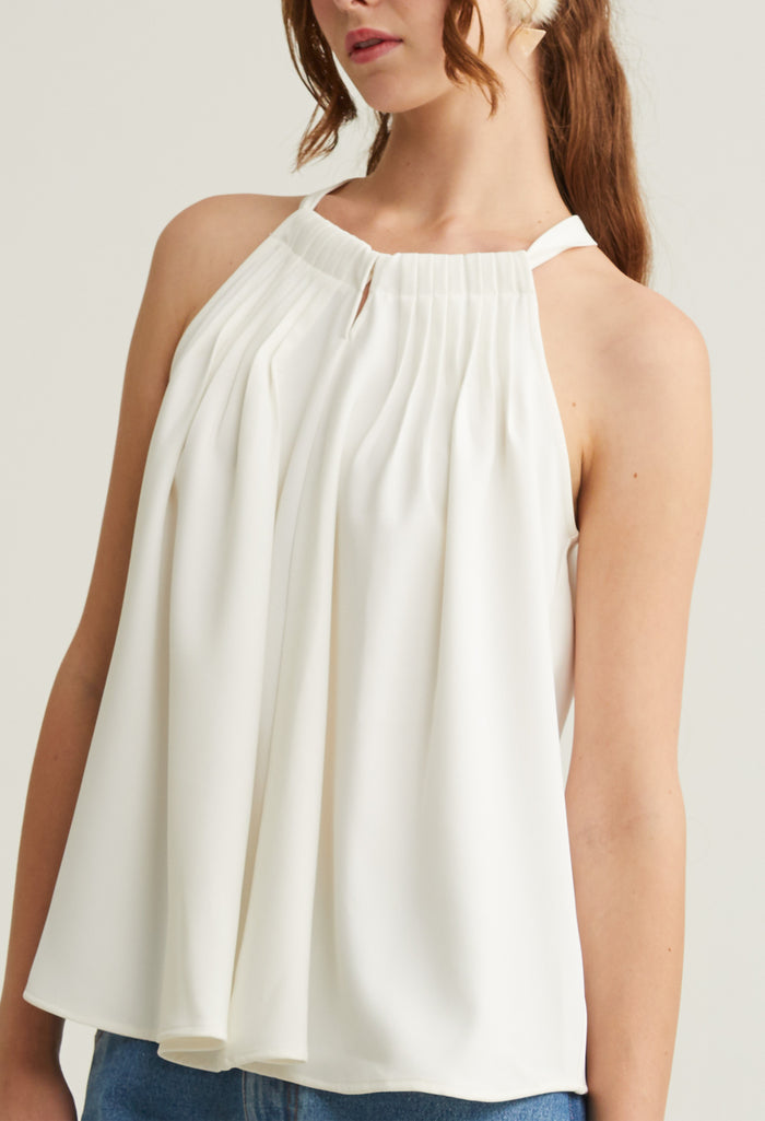 Pleated Halter Sleeveless Top