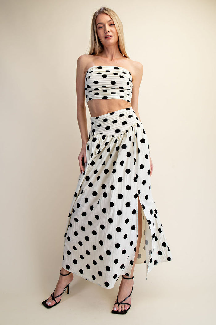 Polka Dot Tube Top + Maxi Dress Set - PORKA DOT