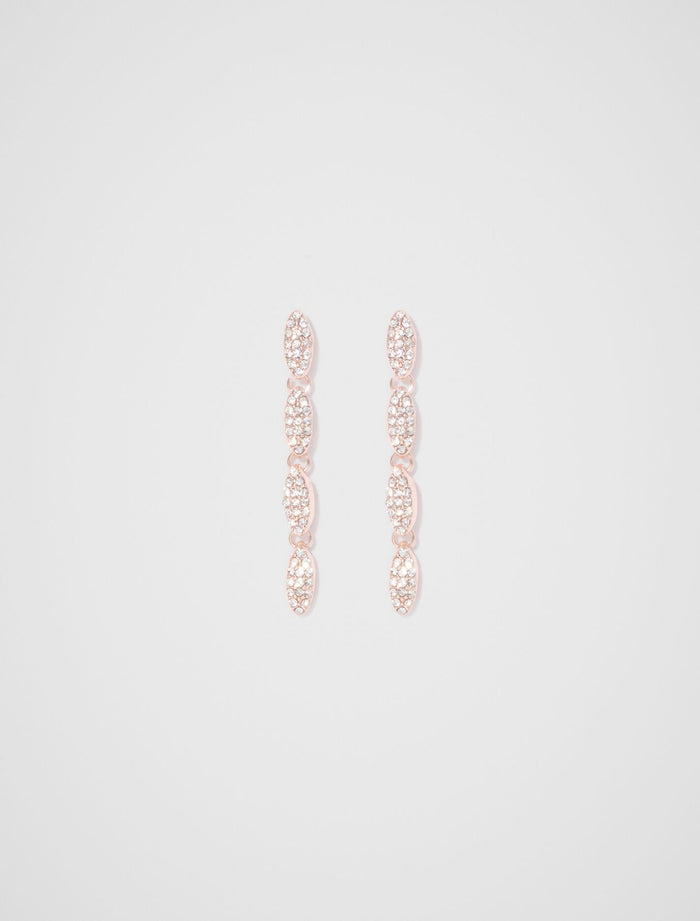 Polly Pave Drop Earrings 0 Rose Gold Crystal Forever New