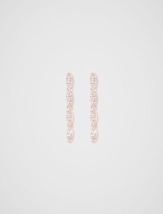Polly Pave Drop Earrings 0 Rose Gold Crystal Forever New