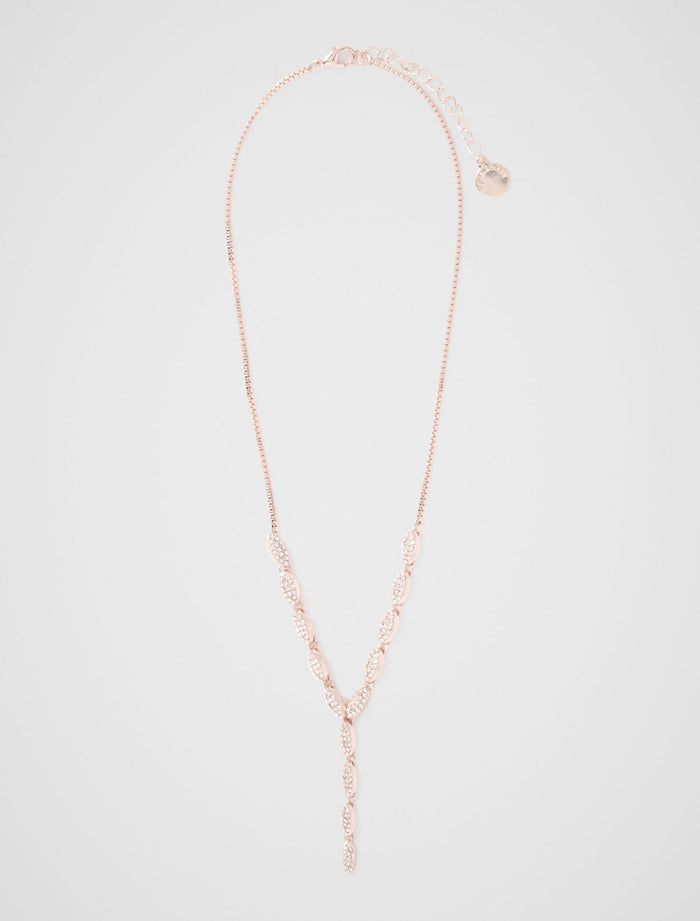 Polly Pave Drop Necklace 0 Rose Gold Crystal Forever New