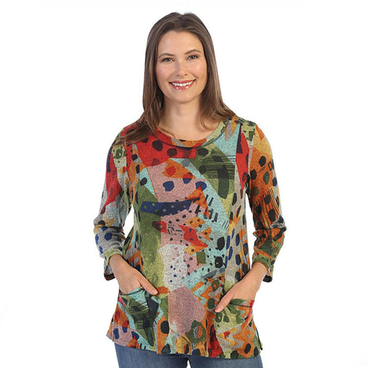 "Pop Art" Brushed Patch Pockets Tunic - B1-1512